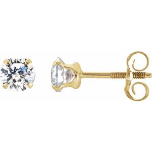 Round 4-Prong Youth Stud Earrings