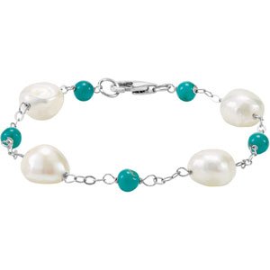 Accented Pearl Station Bracelet