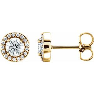 Round 4-Prong Halo-Style Earrings