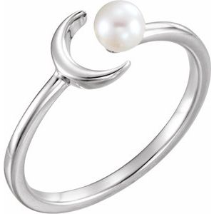 Pearl Crescent Moon Ring