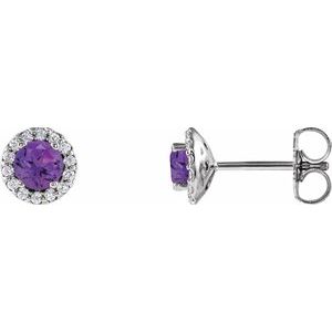 Round 4-Prong Halo-Style Earrings