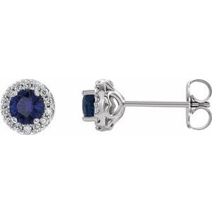 Round 4-Prong Halo-Style Earrings