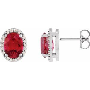 Oval 4-Prong Halo-Style Low Stud Earring