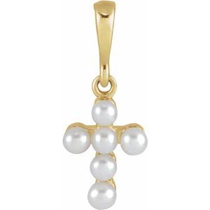 Pearl Youth Cross Necklace or Pendant