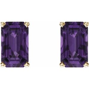 Emerald 4-Prong Scroll Setting?? Stud Earrings - Image 2