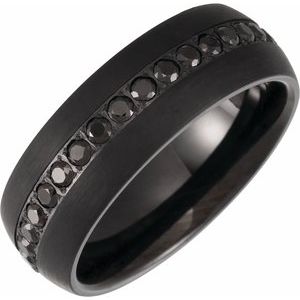 Tungsten Accented Half Round Band