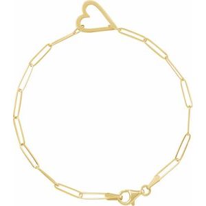 Heart & Paperclip-Style Bracelet