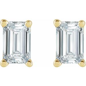 Emerald 4-Prong Stud Earrings - Image 2
