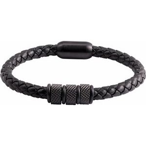 6 mm Black Leather Bracelet