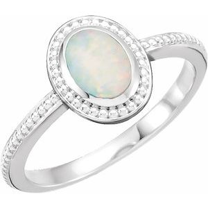 Beaded Cabochon Ring