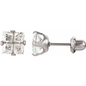 Square 4-Prong Inverness?? Piercing Stud Earrings