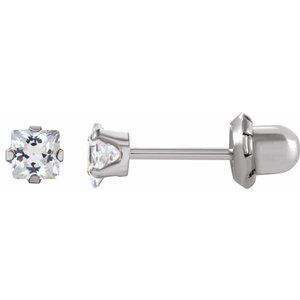 Round 4-Prong Inverness?? Piercing Stud Earrings
