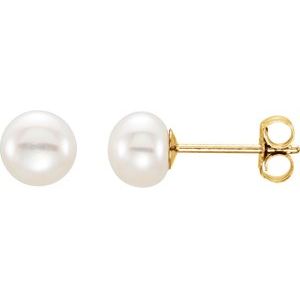 Button Pearl Stud Earrings