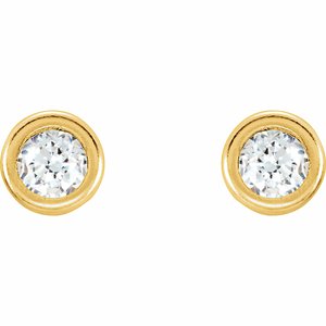 Round Bezel-Set Youth Stud Earrings - Image 2