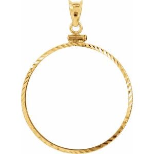 32.7x2.7 mm Screw-Top Diamond-Cut Coin Frame Pendant