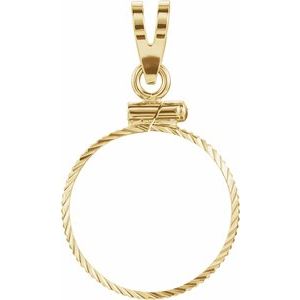 16.5x1.1 mm Screw-Top Diamond-Cut Coin Frame Pendant