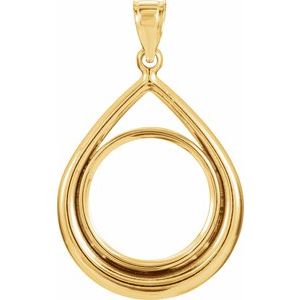 17.9x1.2 mm Tab Back Teardrop Coin Frame Pendant
