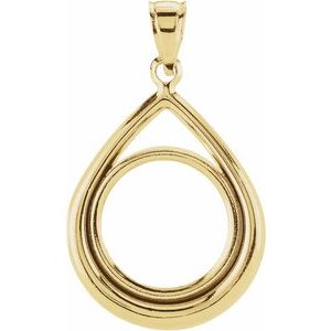 16.4x1.1 mm Tab Back Teardrop Coin Frame Pendant