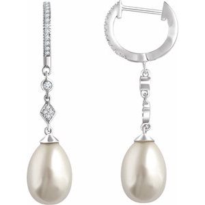 Accented Pearl Hoop Earrings