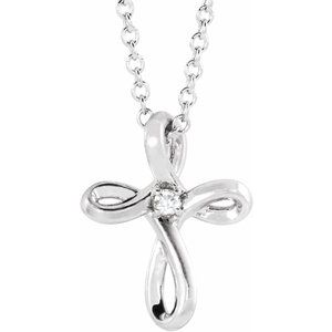 Solitaire Cross Necklace or Pendant