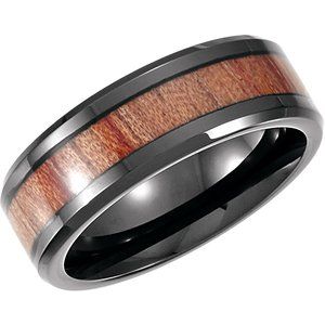 Casted Wood Inlay Comfort-Fit Band