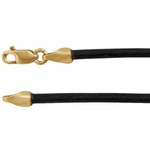 2 mm Black Leather Cord Necklace