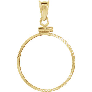 Diamond-Cut Screw-Top Coin Frame Pendant