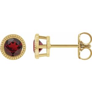 Round Bezel-Set Stud Earrings