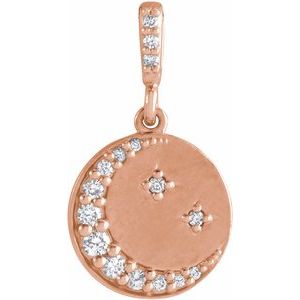 Crescent Moon Disc Necklace or Pendant