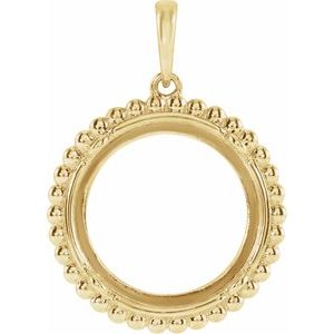 13 or 17.9 mm Tab Back Beaded Coin Frame Pendant