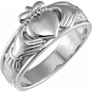 Claddagh Flat Band with Bead Blast Finish