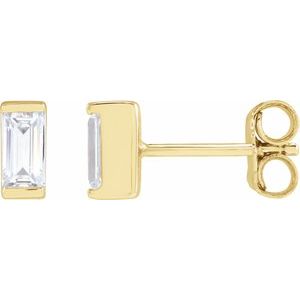 Straight Baguette Bezel-Set Stud Earrings