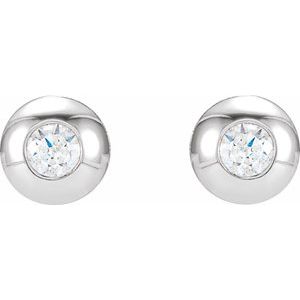 Round Bezel-Set Stud Earrings - Image 2