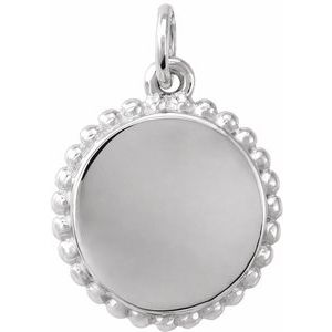 Engravable Beaded Disc Necklace or Pendant