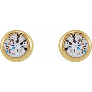 Round Bezel-Set Stud Earrings - Image 2