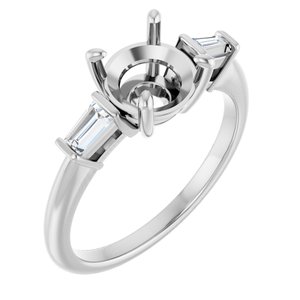 Baguette Accented Engagement Ring
